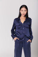 Load image into Gallery viewer, Anaphe Shirts &amp; Tops Boyfriend Silk Utility Shirt - French Navy Blue
