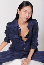 Load image into Gallery viewer, Anaphe Shirts &amp; Tops Boyfriend Silk Utility Shirt - French Navy Blue
