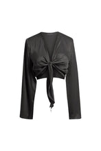 Load image into Gallery viewer, Anaphe Shirts &amp; Tops Silk Crop Multi Way Tie Top Classic Black
