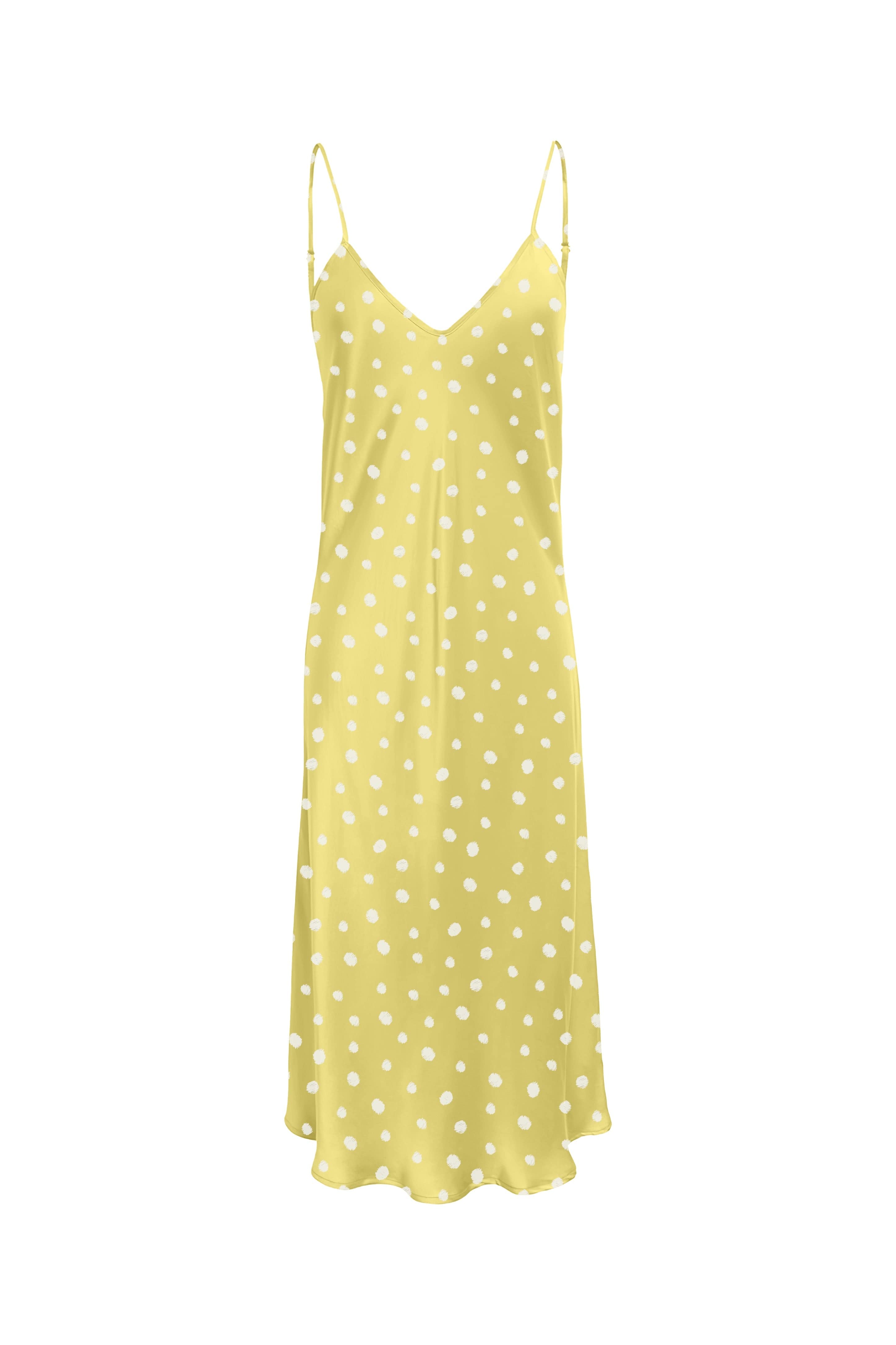 Sunshine yellow dress with polka dot print by Studio Misri